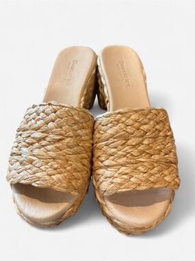 Chocolat Blu Gilda Natural Raffia Braided Slide Sandals - Natural Tan